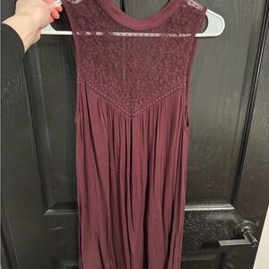 American Eagle Outfitters Burgundy Lace Maxi Dress